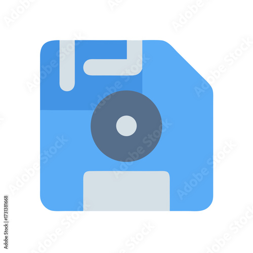 Icon graphic of a floppy disk on black background