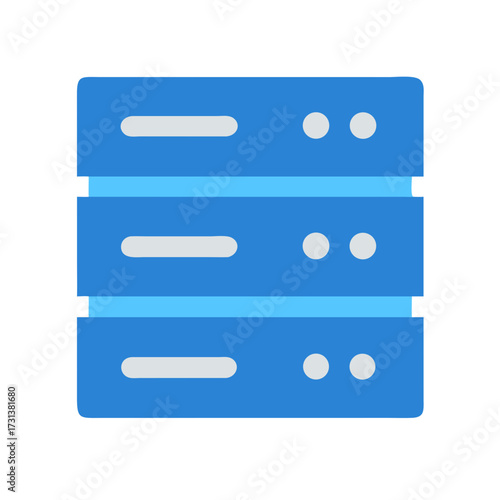 Stylized flat server rack in shades of blue
