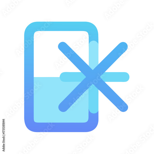 Off icon illustration featuring a blue rectangle and asterisk