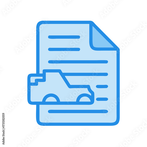 Car insurance document icon in blue outline style