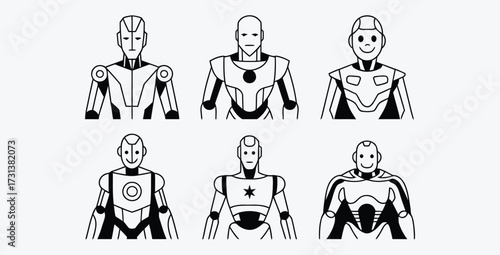 Collection of Futuristic Robot Avatars Concept for Artificial Intelligence Designs