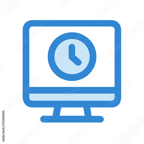 Computer display showing a clock symbol for time management