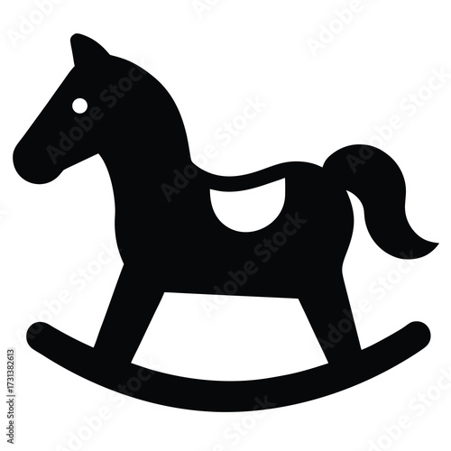 toy rocking horse silhouette vector icon