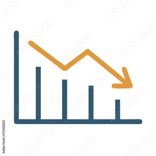 Stylized chart showing downward trending financial data line