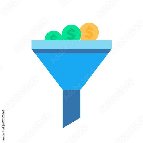 Money funnel with coins for business conversion illustration