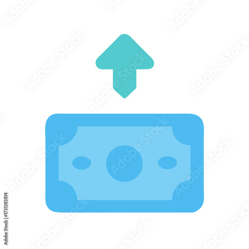 Simple illustration showing money flow with upward arrow