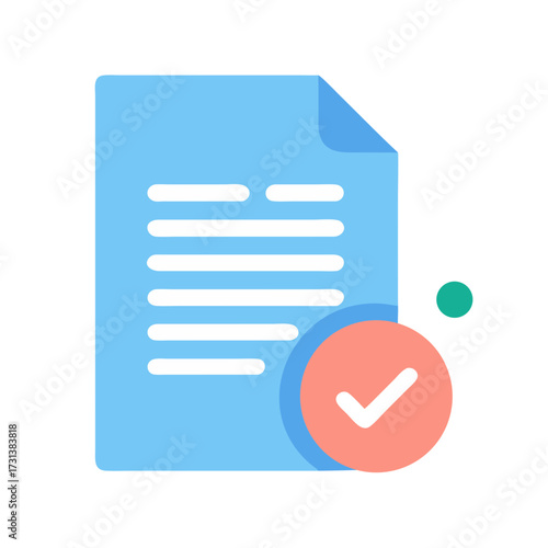 Completed document icon with checkmark on black background