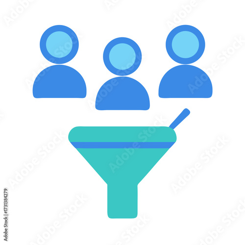 Visual metaphor of a sales funnel with team members