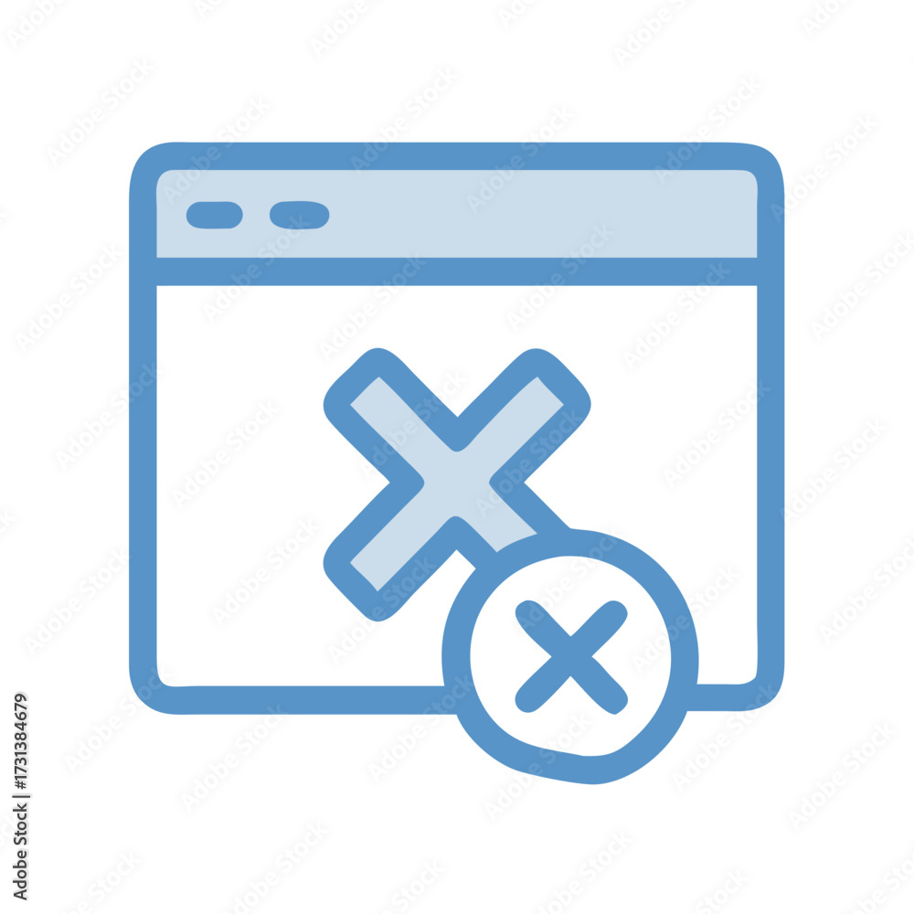 Obraz premium Web page showing error message with close button symbol