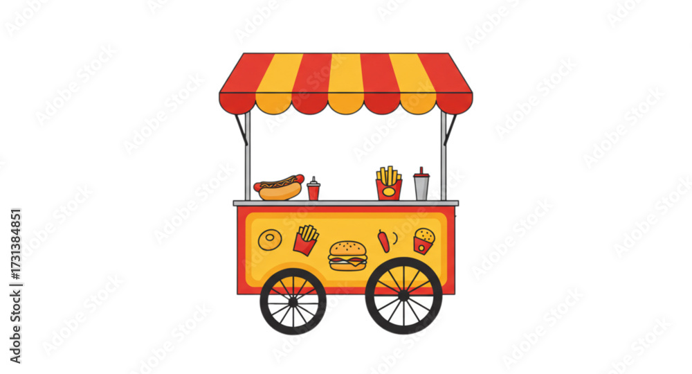 Naklejka premium Illustration of a hotdog cart