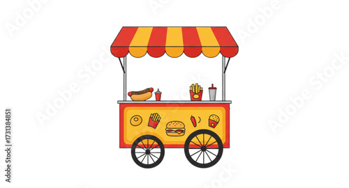 Illustration of a hotdog cart