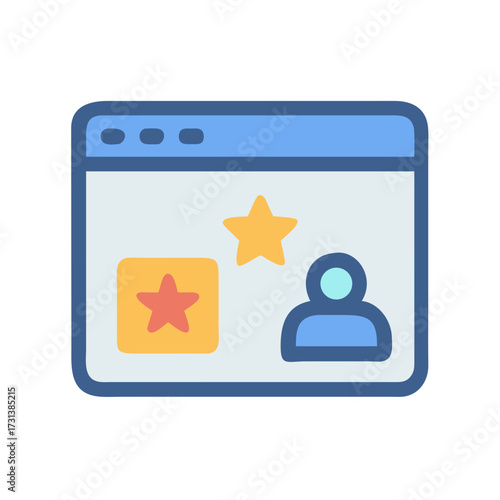 Browser window with stars and user icon illustration