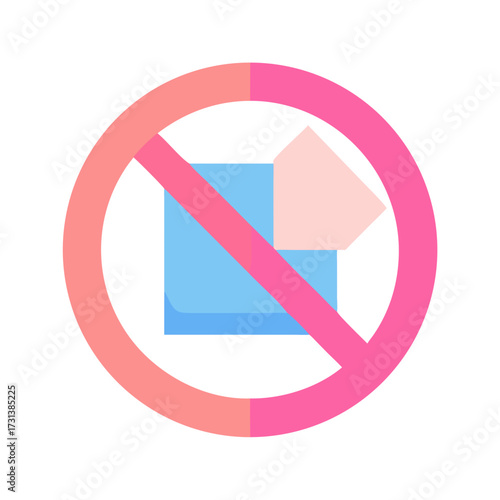 Prohibition Sign for Square with Folded Corner Icon