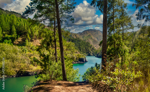 Vista del cañon del rio blanco prea de palomino san juan de la maguana republica dominican 22 noviembre  2023