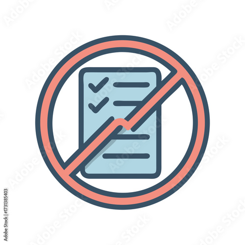 Document prohibited sign on black background representing restriction