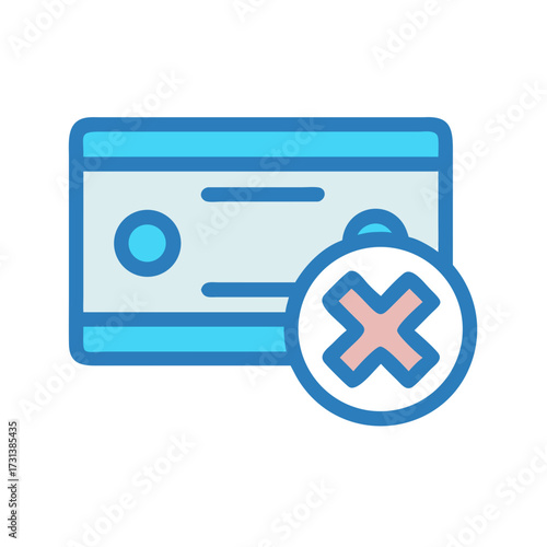 Declined check in flat design on a black background