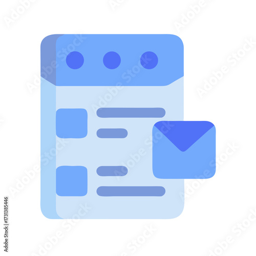 Blue Calendar with Email Notification Flat Vector Illustration
