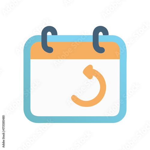 Flat calendar icon with refreshing arrow reminder symbol