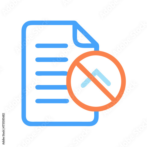Document prohibited sign with cross mark over file icon