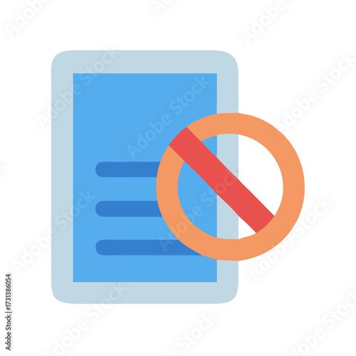 Document restriction icon with denial or prohibition symbol