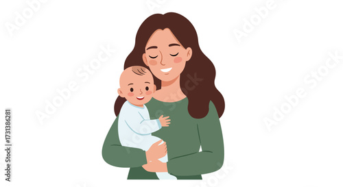 Loving Mother Embraces Her Adorable Baby in a Tender Moment.