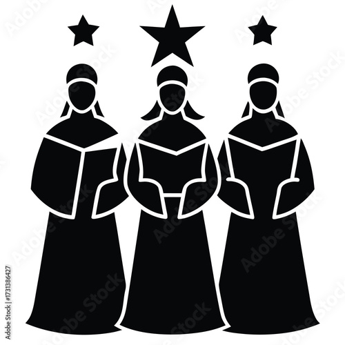 carol singers silhouette vector icon