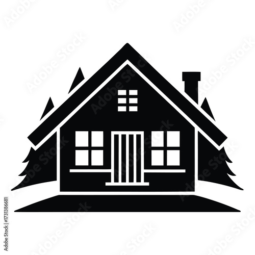 chalet silhouette vector icon