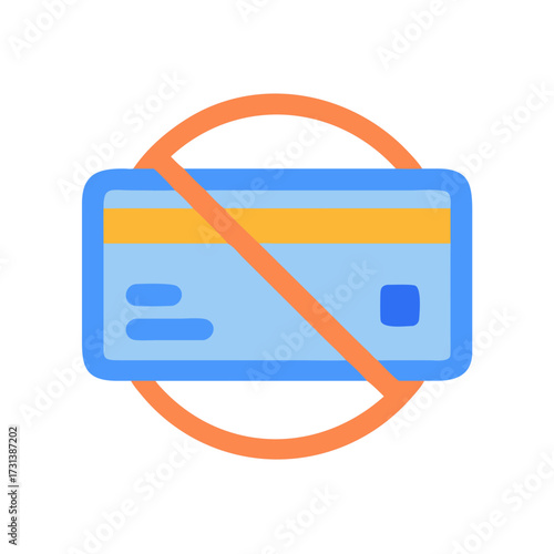 Credit card blocked icon concept for financial security solutions