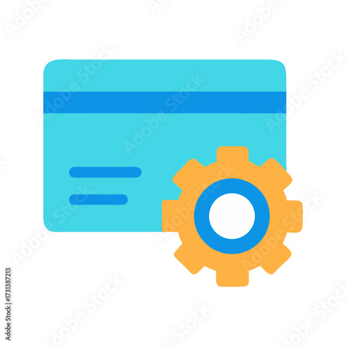 Credit card with settings gear on a black background