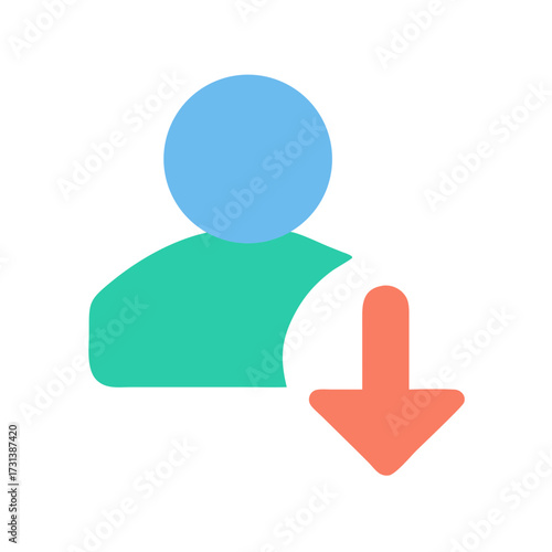 User icon with download arrow on black background illustration