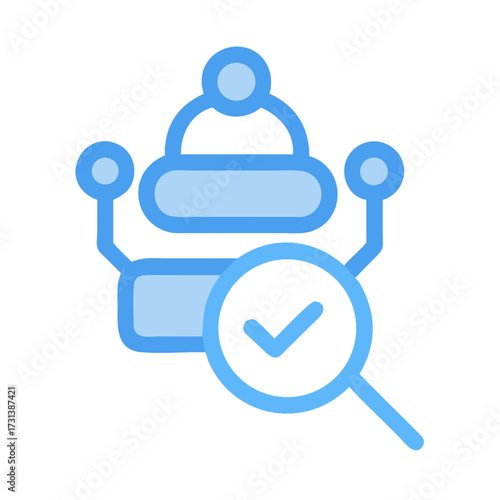 Data analysis quality check icon with magnifying glass vector