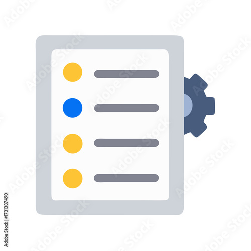 Checklist with settings gear depicting process management or task management