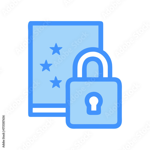 Secured data with stars illustrated with padlock symbol