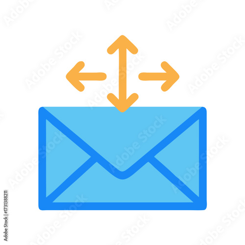 Outgoing email with multiple directions on black background illustration