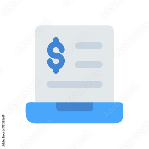 Stylized icon of money receipt in light gray and blue