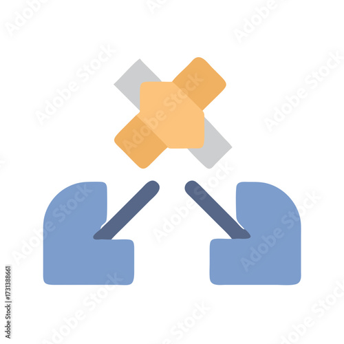 Stylized illustration of bandages connecting two distinct elements