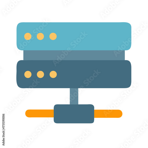 Server unit icon illustration, network service, data storage concept
