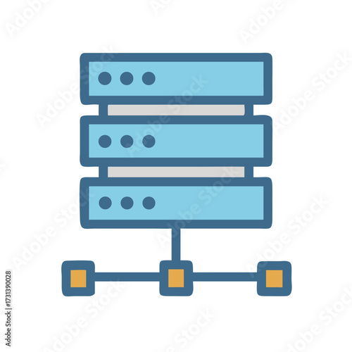Stylized data server icon on a black background