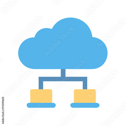 Flat illustration of cloud network with connected storage units