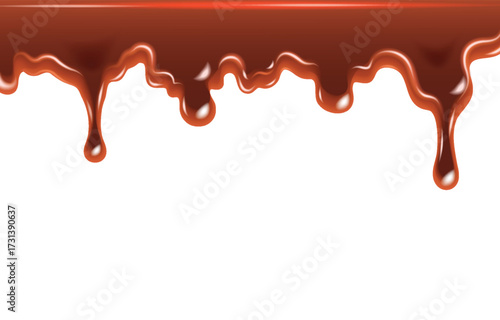 Melted chocolate dripping isolated on a white background