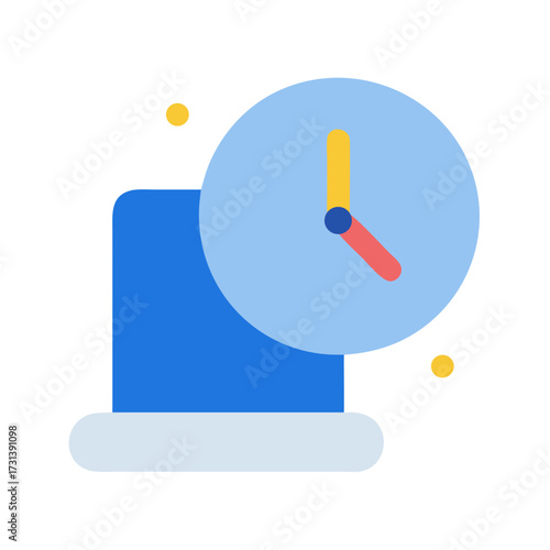Alarm clock icon with flat design over black backdrop