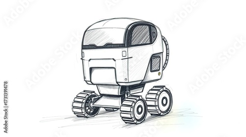 Futuristic tracked vehicle sketch.