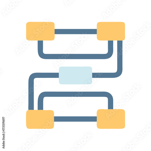 Simple flowchart diagram featuring connected nodes and black backdrop