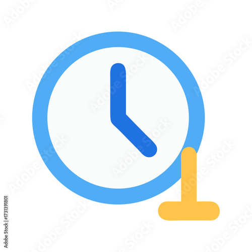 Round clock with light blue border and golden support