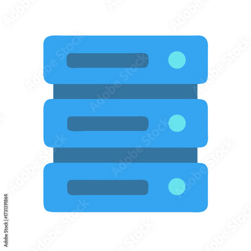 Minimalist server stack icon representing data storage and networking