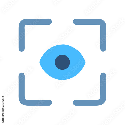 Abstract eye scan icon focusing with square frame on black