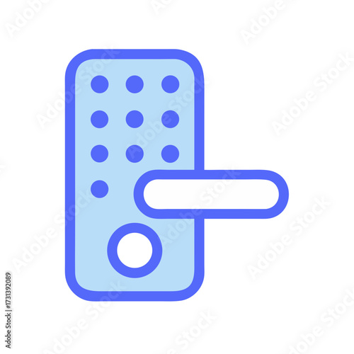 Digital door lock with keypad, handle on black