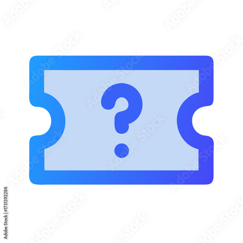 Blue mystery ticket icon on black background illustration design