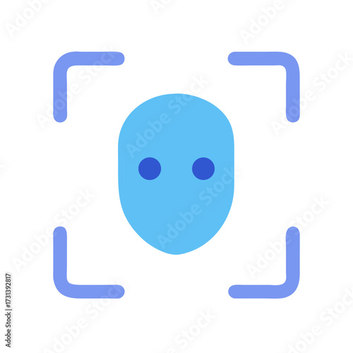 Abstract face recognition scan icon on black background