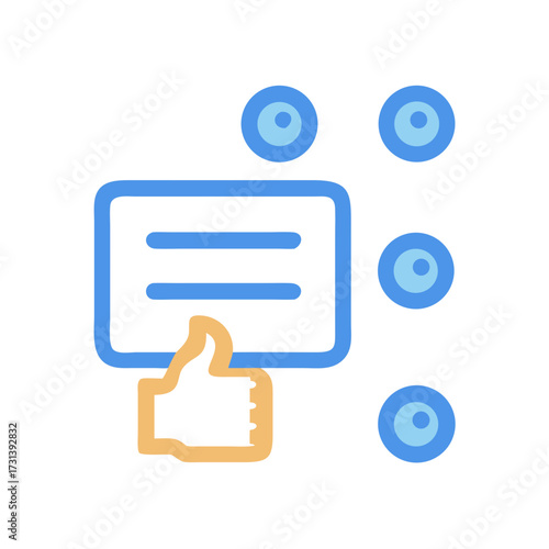 Vector icon of hand giving like to information card
